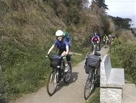 Matt leads the group along the coast path to Looe